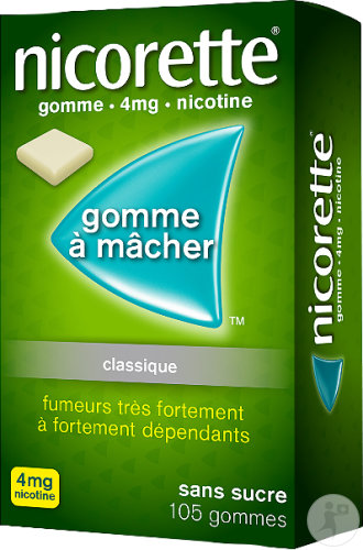 Nicorette 4mg Nicotine Gommes À Mâcher Classique Sans Sucre 105 Pièces