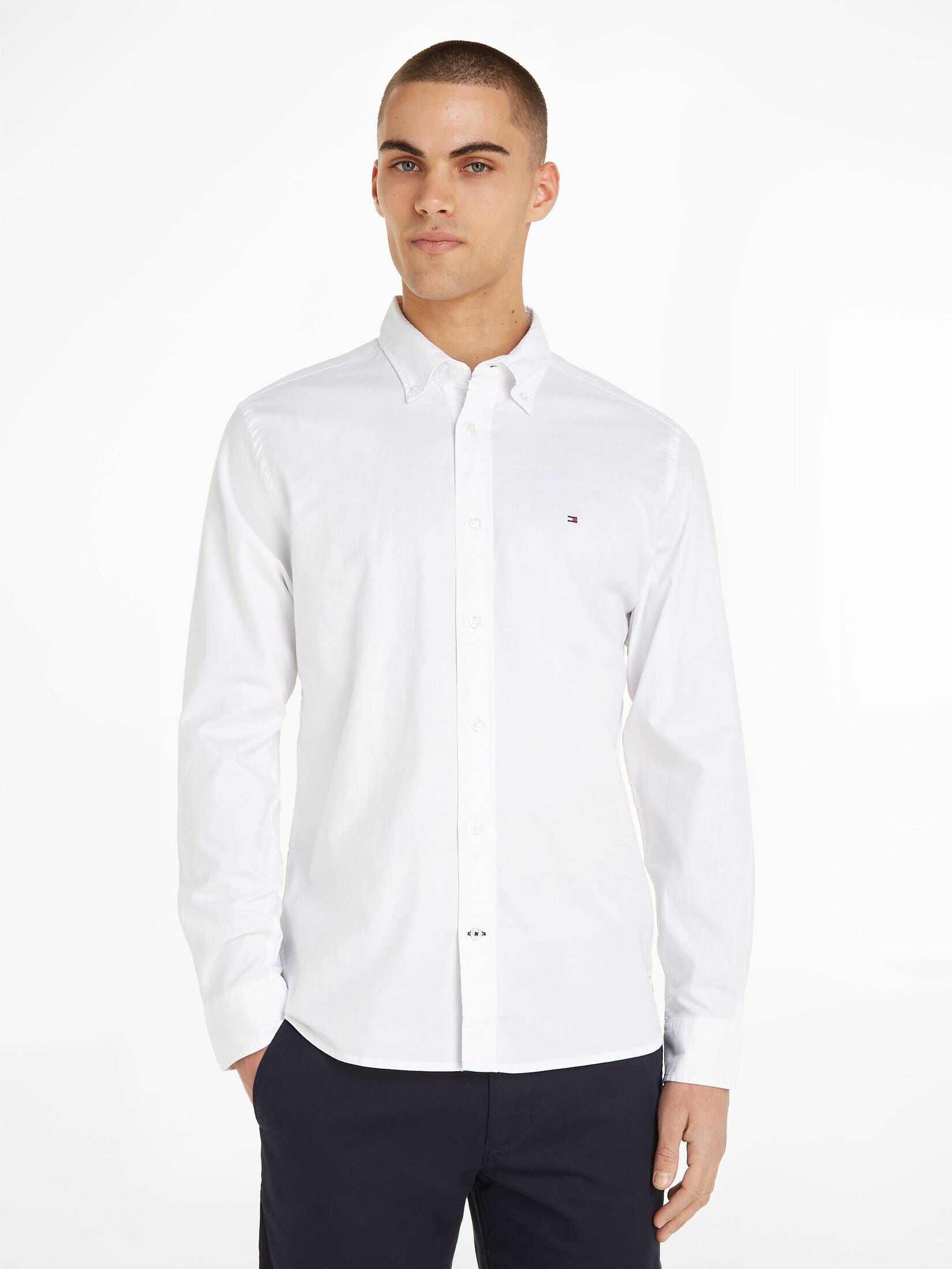 Tommy Hilfiger| Herren Hemd Regular Fit Langarm CORE 1985 FLEX OXFORD