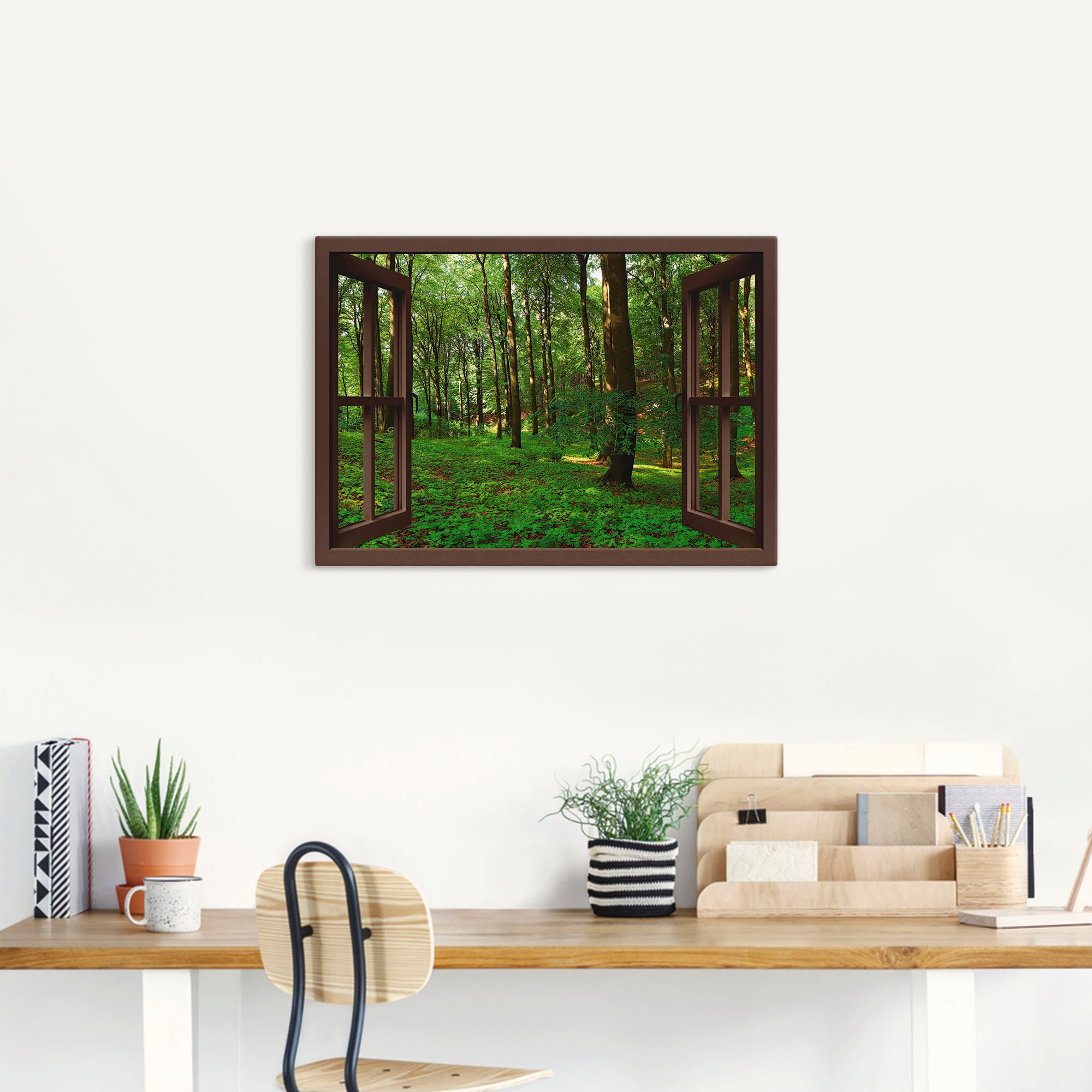 Artland Leinwandbild »Panorama Sommerwald, braun« Fensterblick 1 Stk. tlg. auf Keilrahmen gespannt