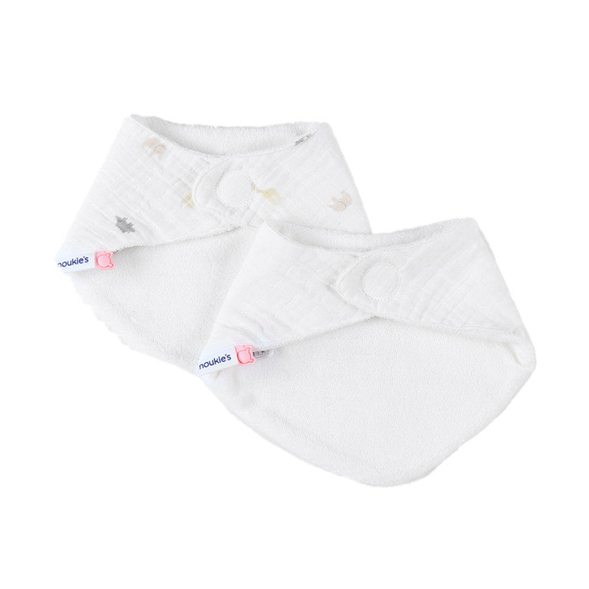 Lot de 2 bavoirs bandana en mousseline Éléphant