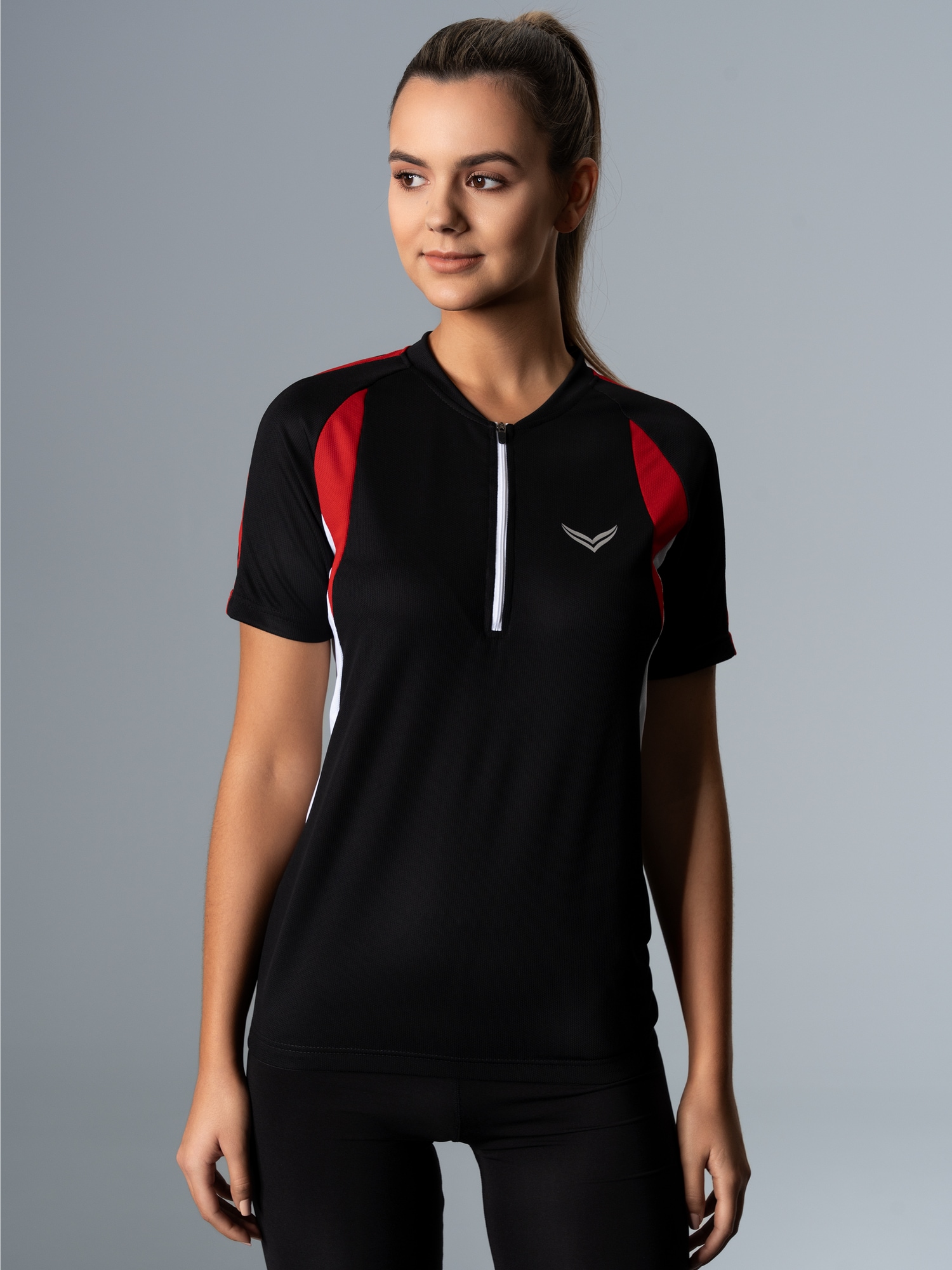 Fahrradtrikot aus atmungsaktivem COOLMAX®-Material Schwarz