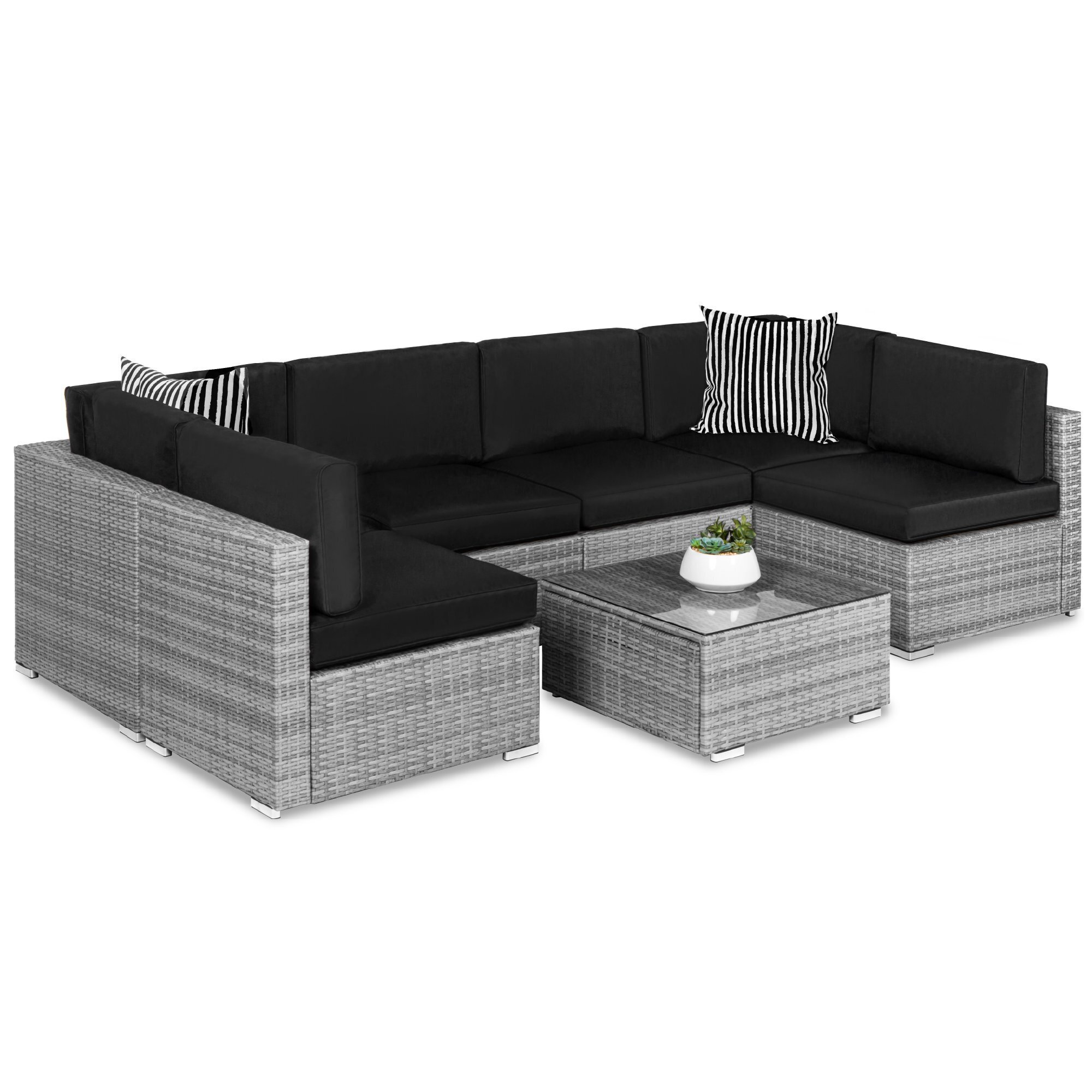 Best Choice Products 7-Piece Modular Outdoor Conversational Furniture Set, Wicker Sectional Sofas