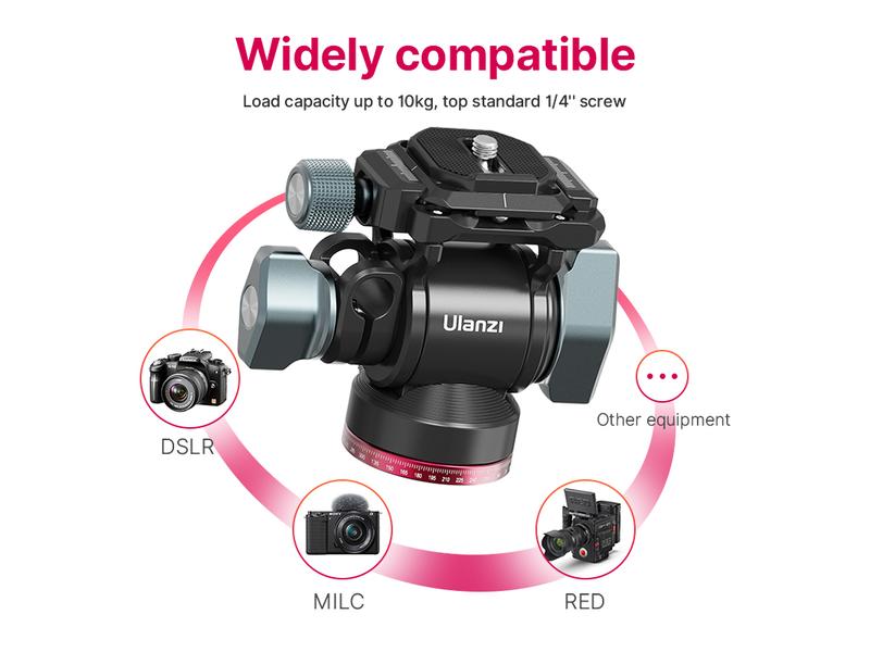 Ulanzi Stativkopf U-190 Mini Fluid Vielseitiger Mini-Fluidkopf