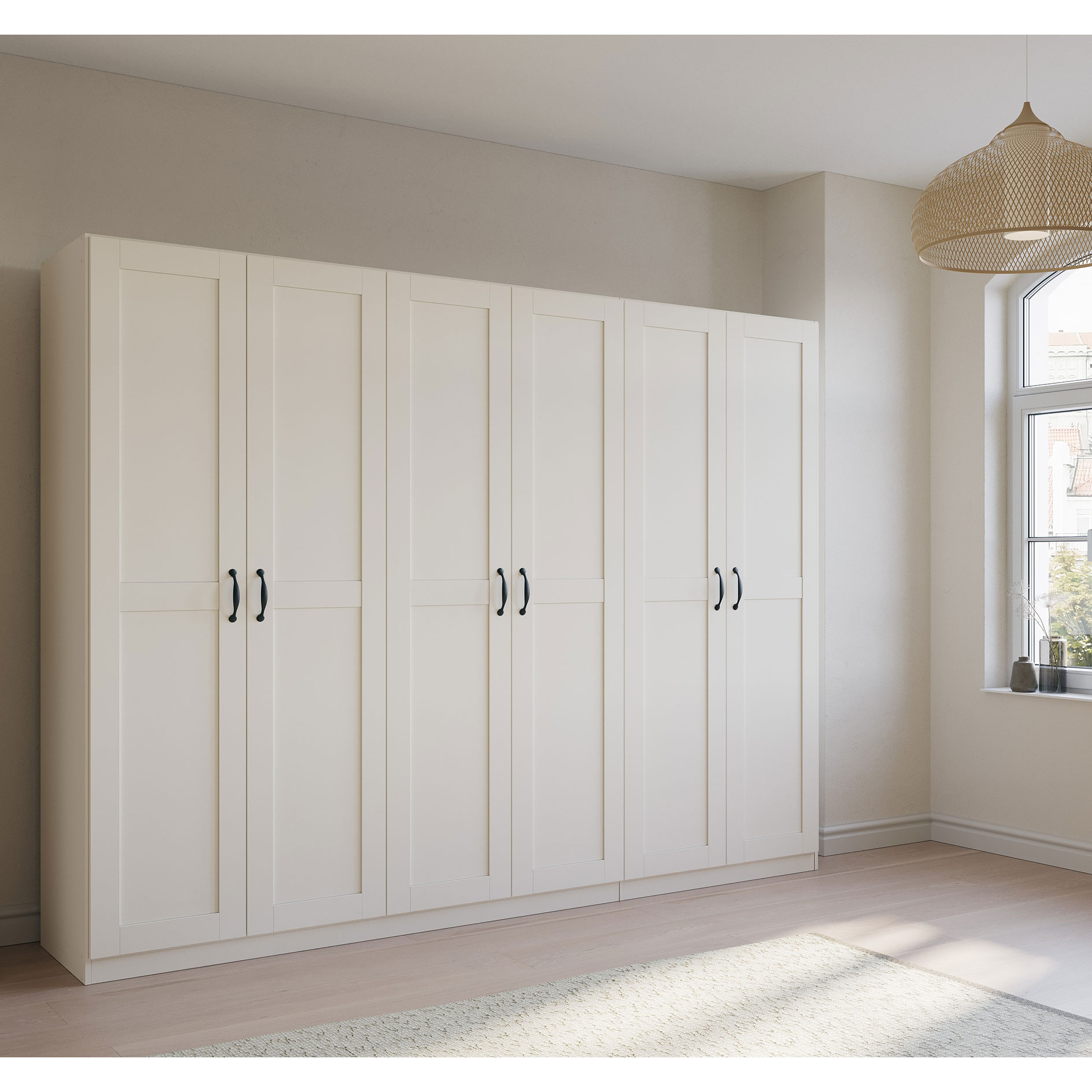Drehtürenschrank - alpinweiß - 6 Türen - 271 cm