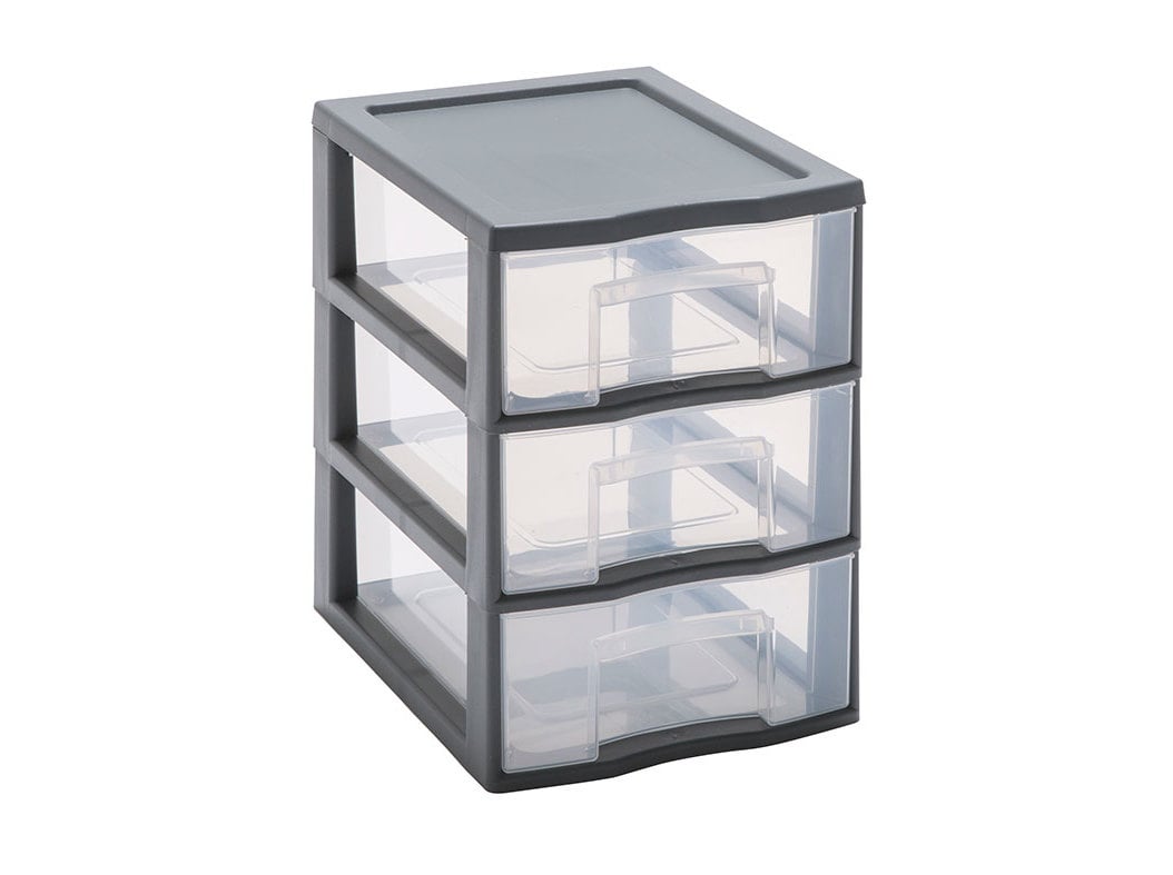 MÓDULO 3 GAVETAS ACTUEL CINZA 25.5X18.5X25.5CM