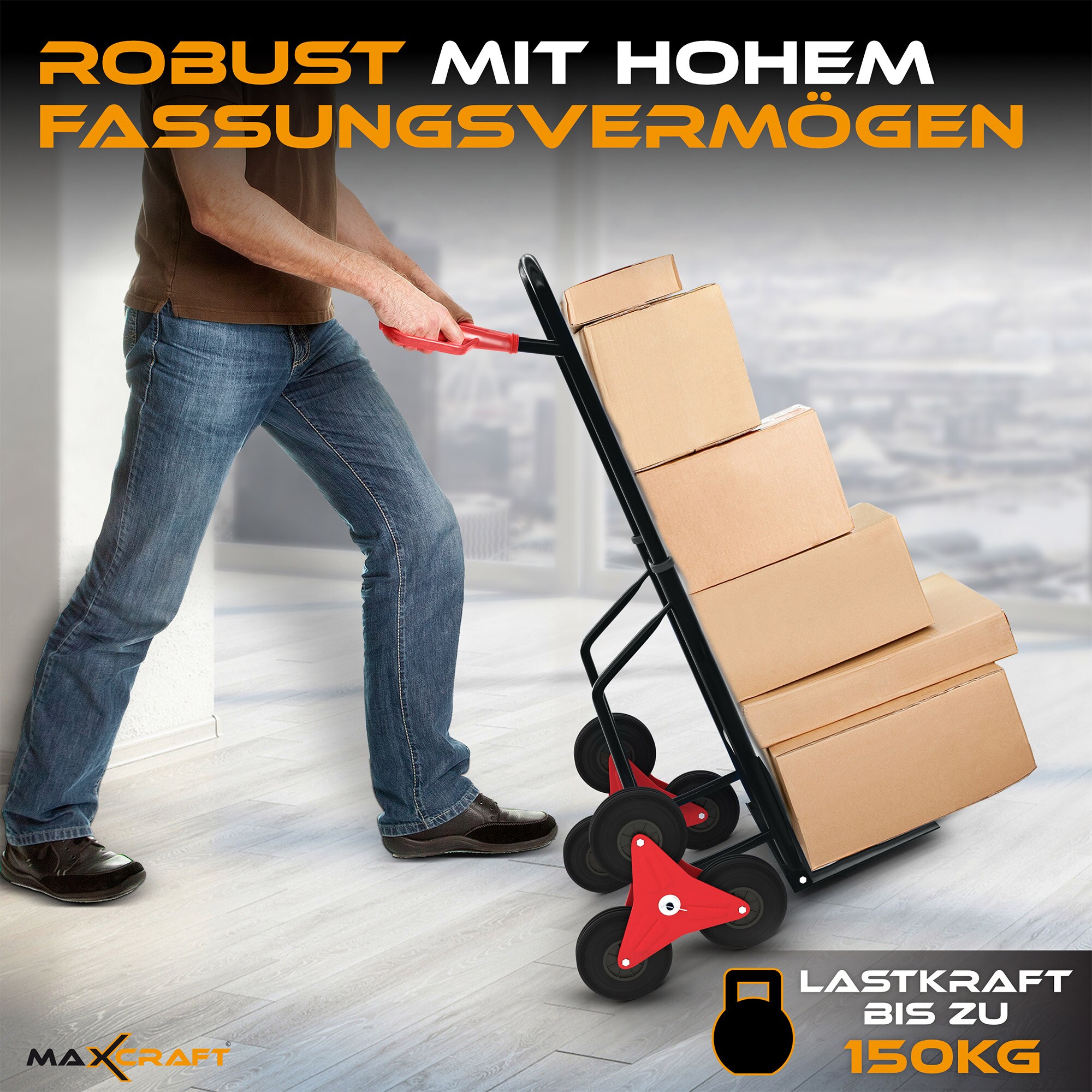 MAXCRAFT Treppenkarre bis 150 kg in Schwarz