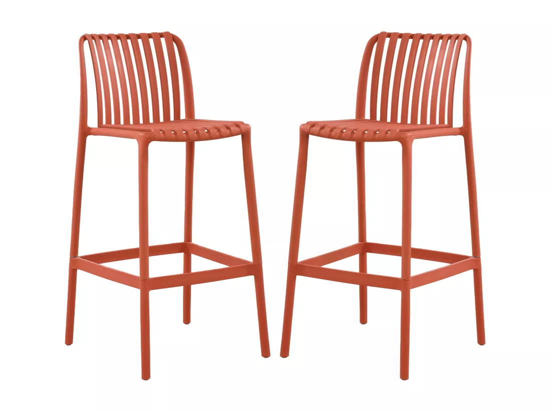 Lot de 2 chaises hautes de jardin empilables en polypropylène - Rouge - SESEH de MYLIA