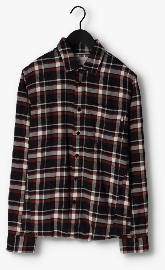 CAST IRON bruine cast iron casual overhemd long sleeve shirt brushed yarn dyed check