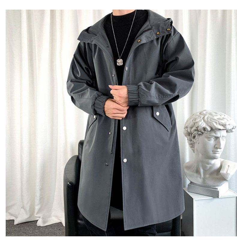 YIKES - Lange trenchcoat met capuchon en knoopsluiting