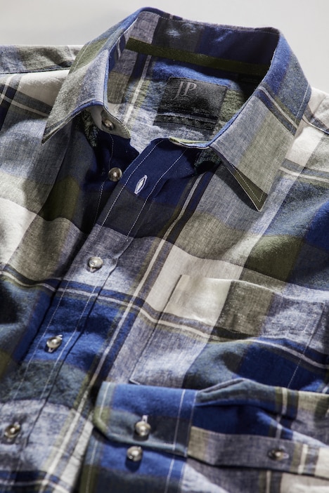 Leinenmix-Karohemd, Langarm, Kentkragen, Modern Fit, Tall