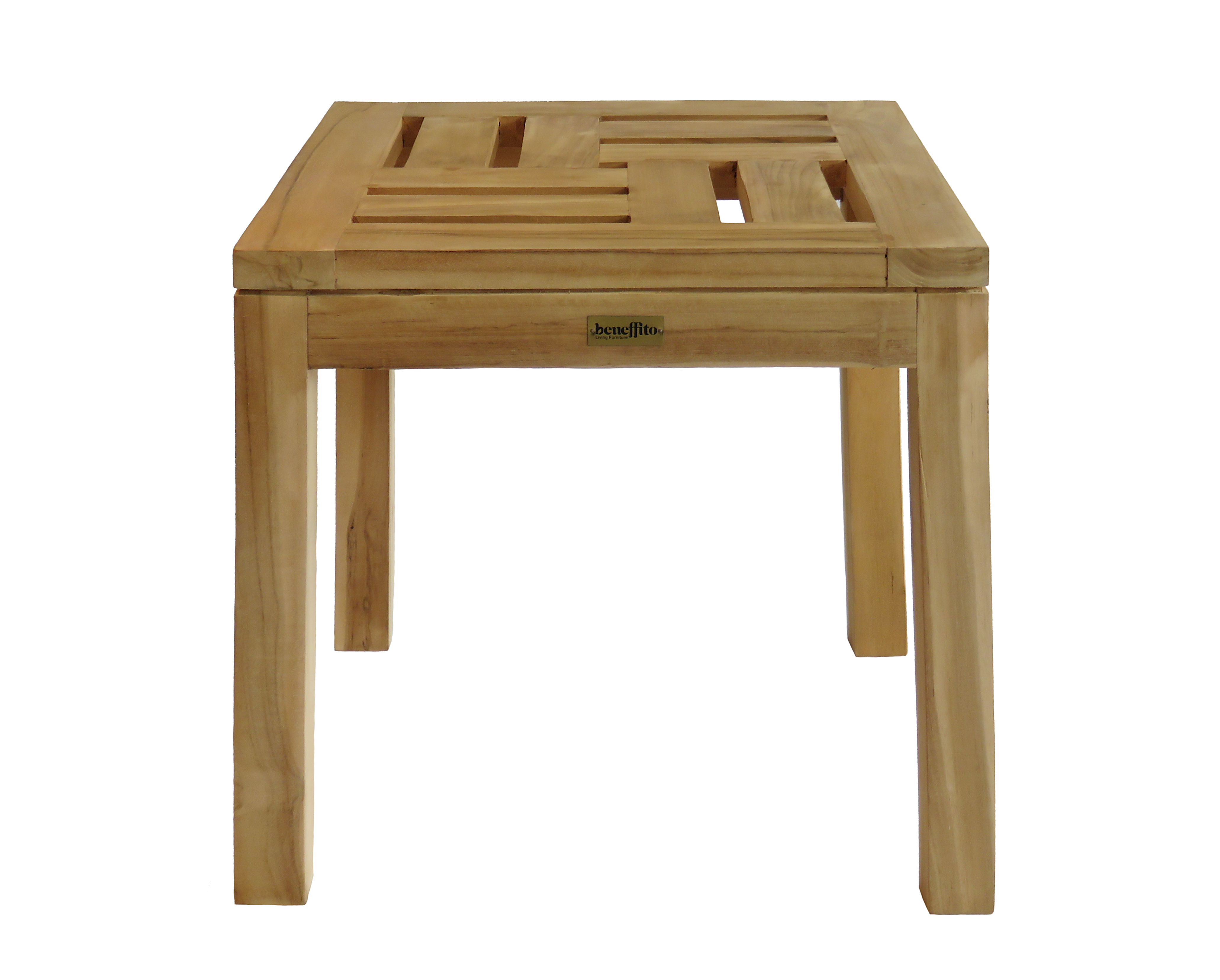Salento - ensemble chaise longue à roulettes et table basse carrée 45x45 en teck - mobilier de jardin - mobilier extérieur/intérieur