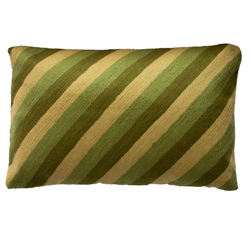 Kussen Stripe linnen wool mossgreen