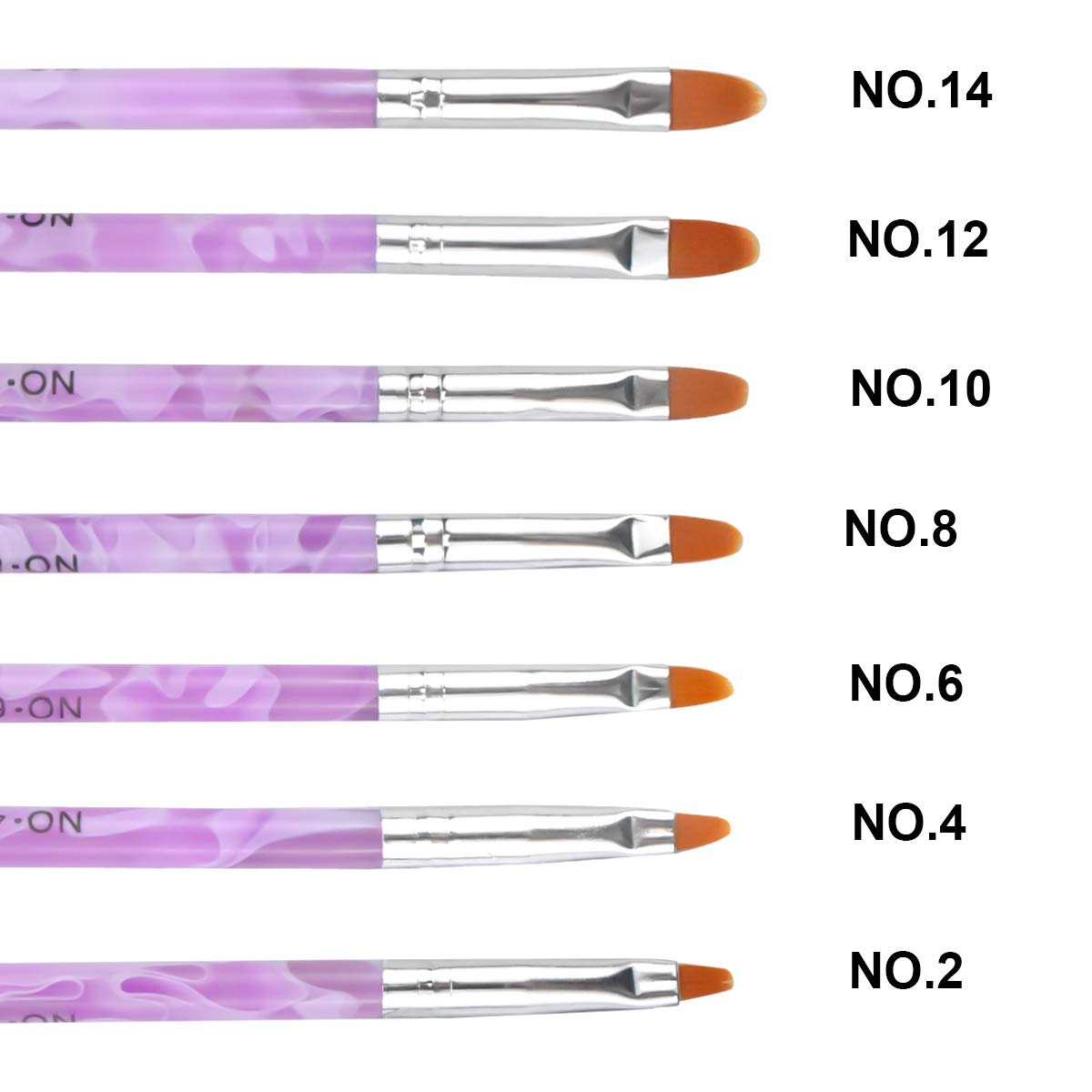 (7-tlg Set) Nail Art Nageldesign UV / Acryl Gel Pinsel - Violett