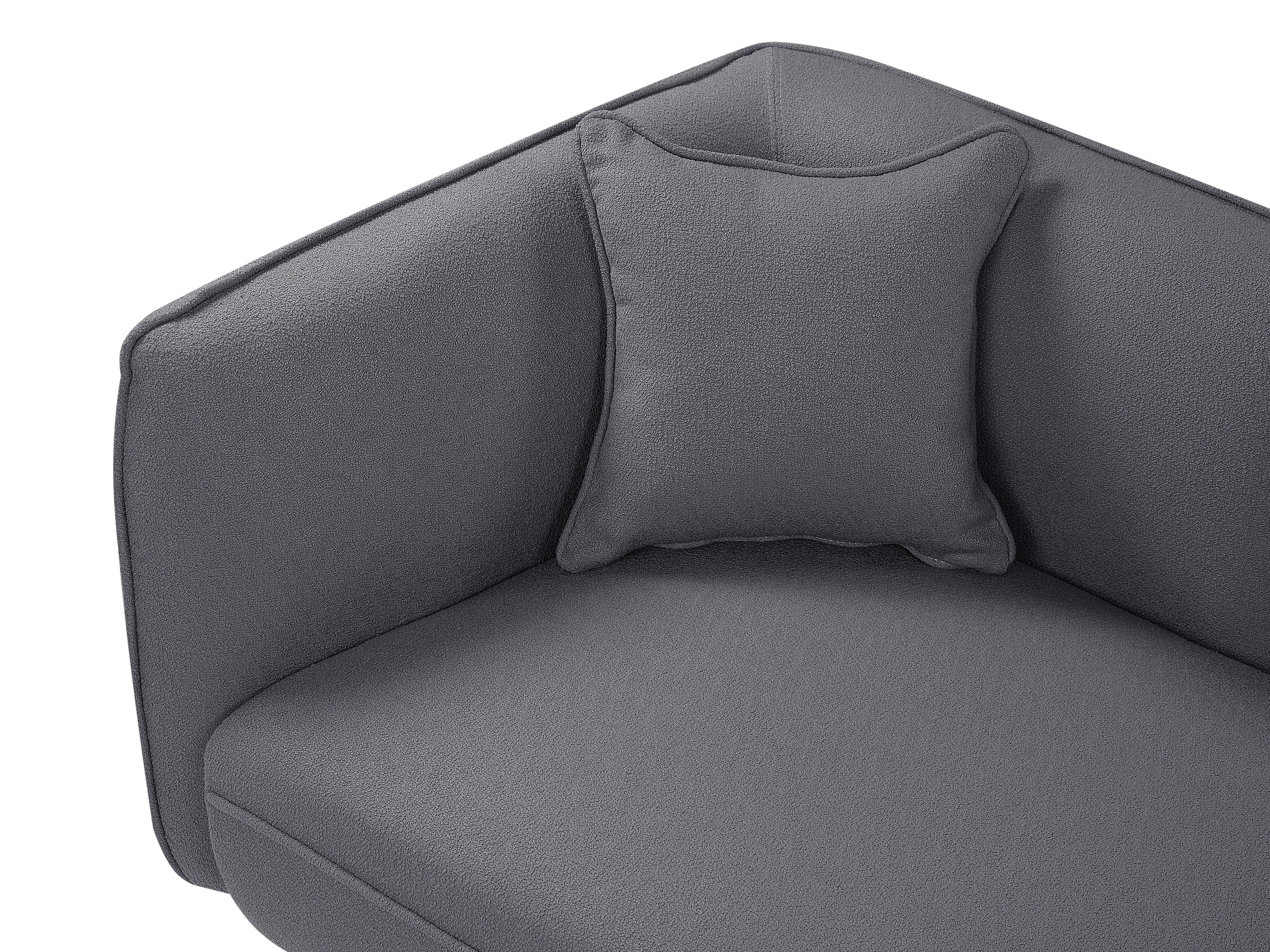 Linkszijdige chaise longue CHEVANNES Bouclé Donkergrijs