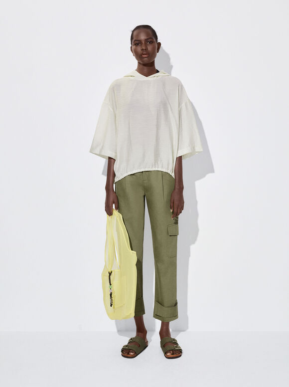 Blusa com capuz em lyocell - Off-White