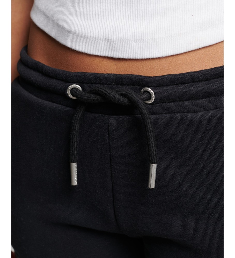 Shorts pretos bordados vintage da Superdry