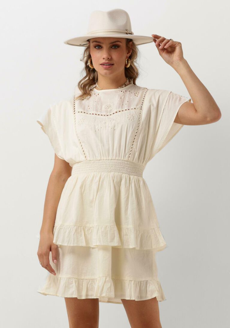 SCOTCH & SODA gebroken wit scotch & soda mini jurk mini dress with broderie anglaise