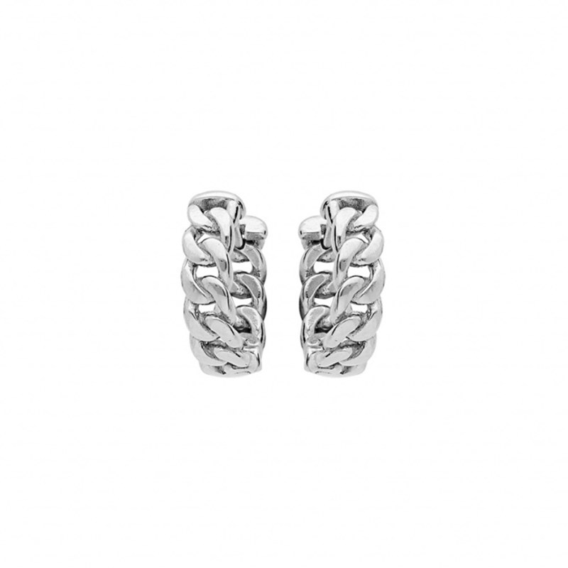 Boucles d'oreilles créoles femme grosses mailles 15mm - Acier gris