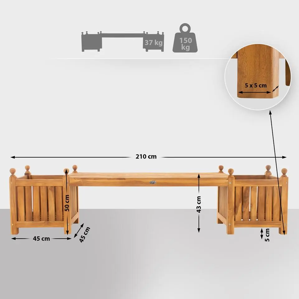 CLP Teakbank Boston 210 cm
