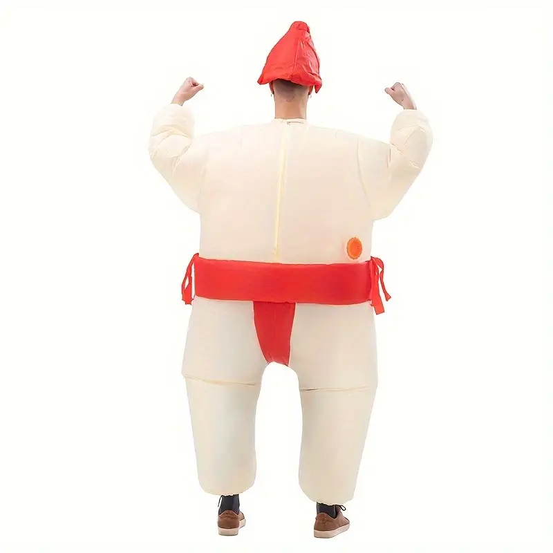 (170-180cm) Fasnachts Erwachsenen Kostüm Aufblasbare Sumo Ringer Verkleidung für Motto Partys / Halloween inkl. Stoff Hut (Batteriebetrieben) - Rot