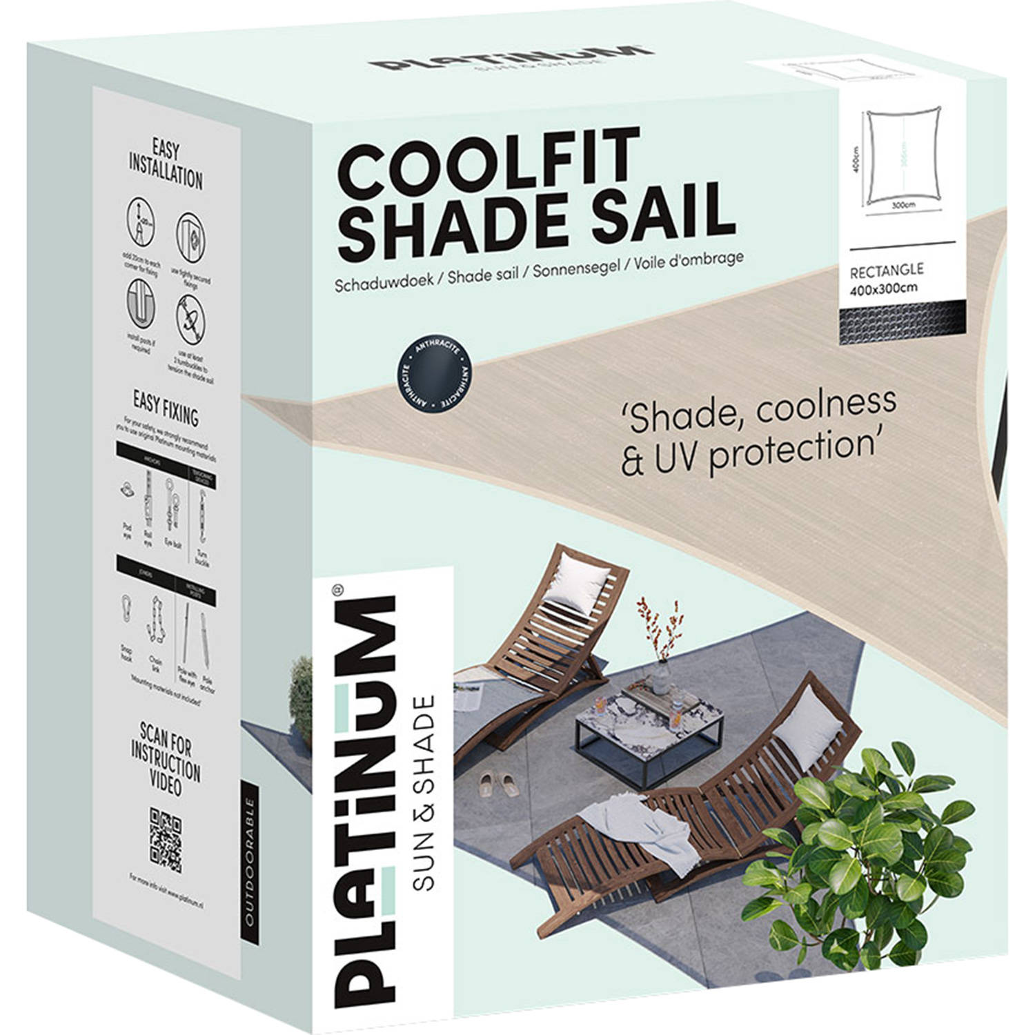 Platinum Coolfit schaduwdoek rechthoek (400x300 cm)