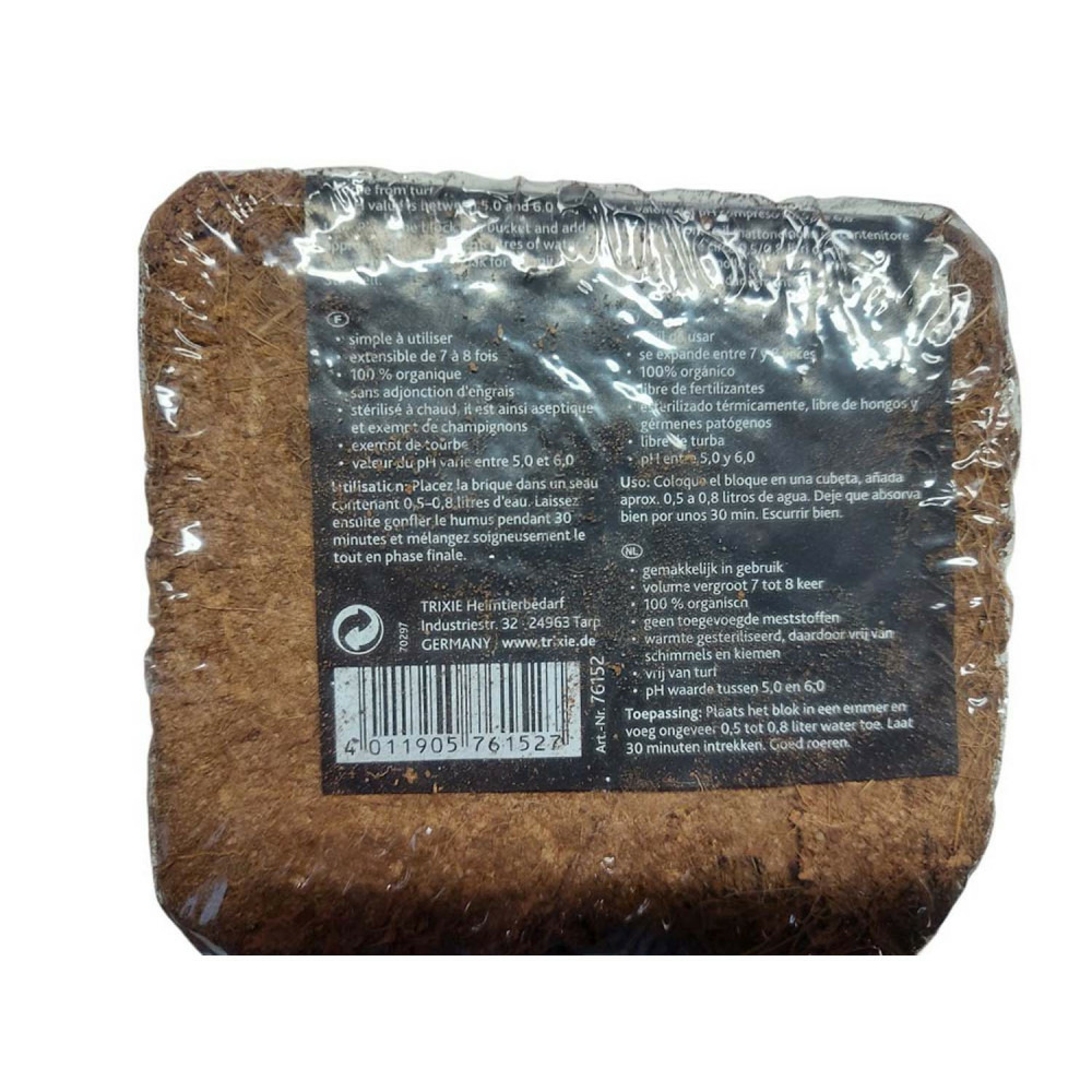 2 litres fibres de noix de coco compressé reptiles et amphibiens (un paque