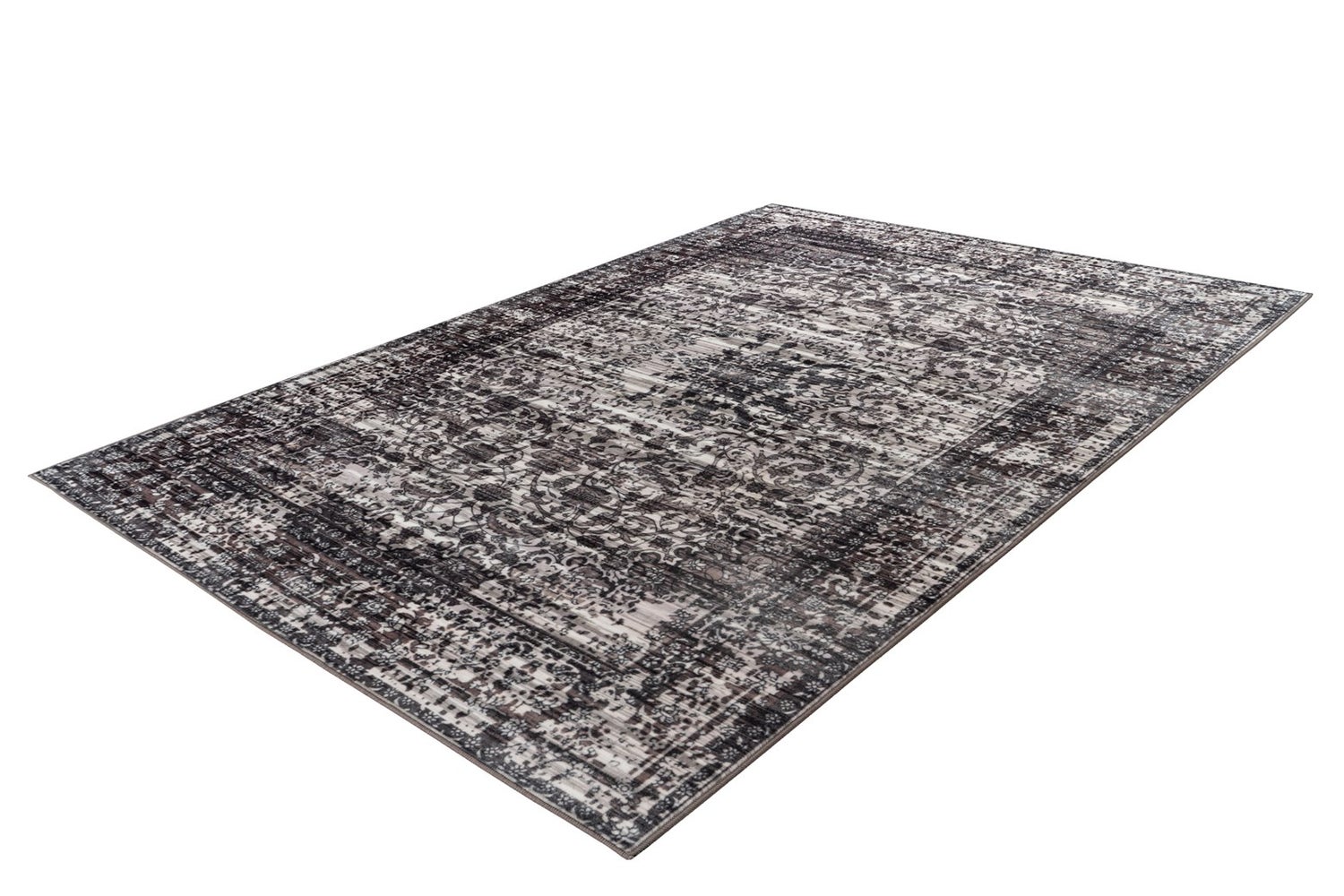 Laagpolig vloerkleed Rhombique Grijs Vintage design, used look, Oosters 80 x 150 cm