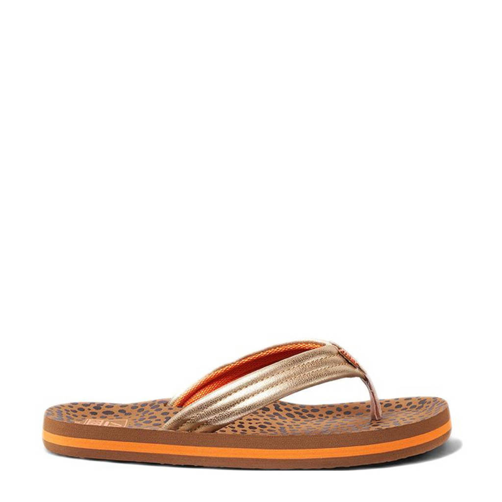 Reef Kids Ahi Wild teenslippers bruin/goud