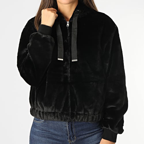 Veste Zippée Capuche Femme Crop Edwina Noir