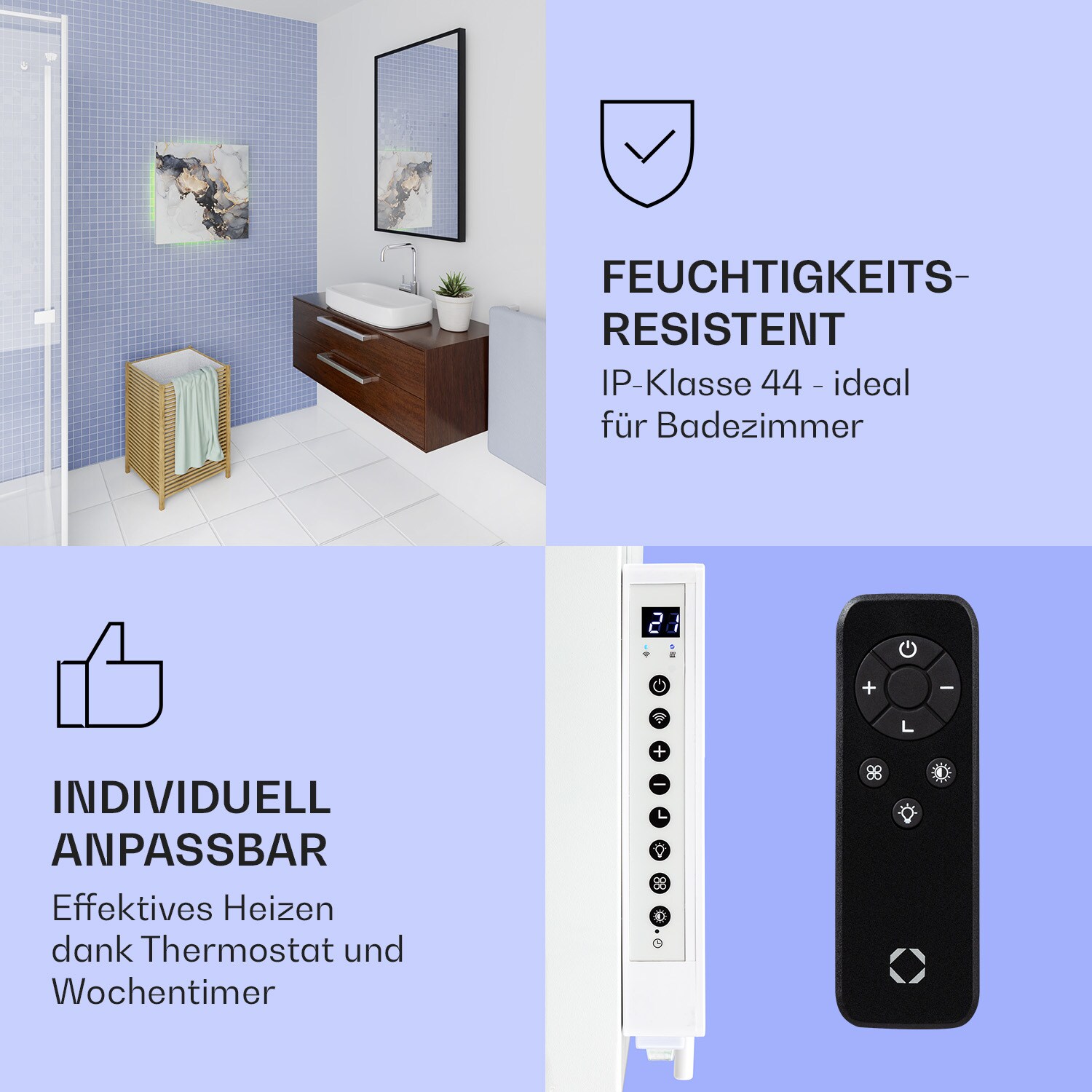Mojave 500 smart 2-in-1 Heizgerät Infrarot Konvektor 60x60cm 500W RGB-Licht