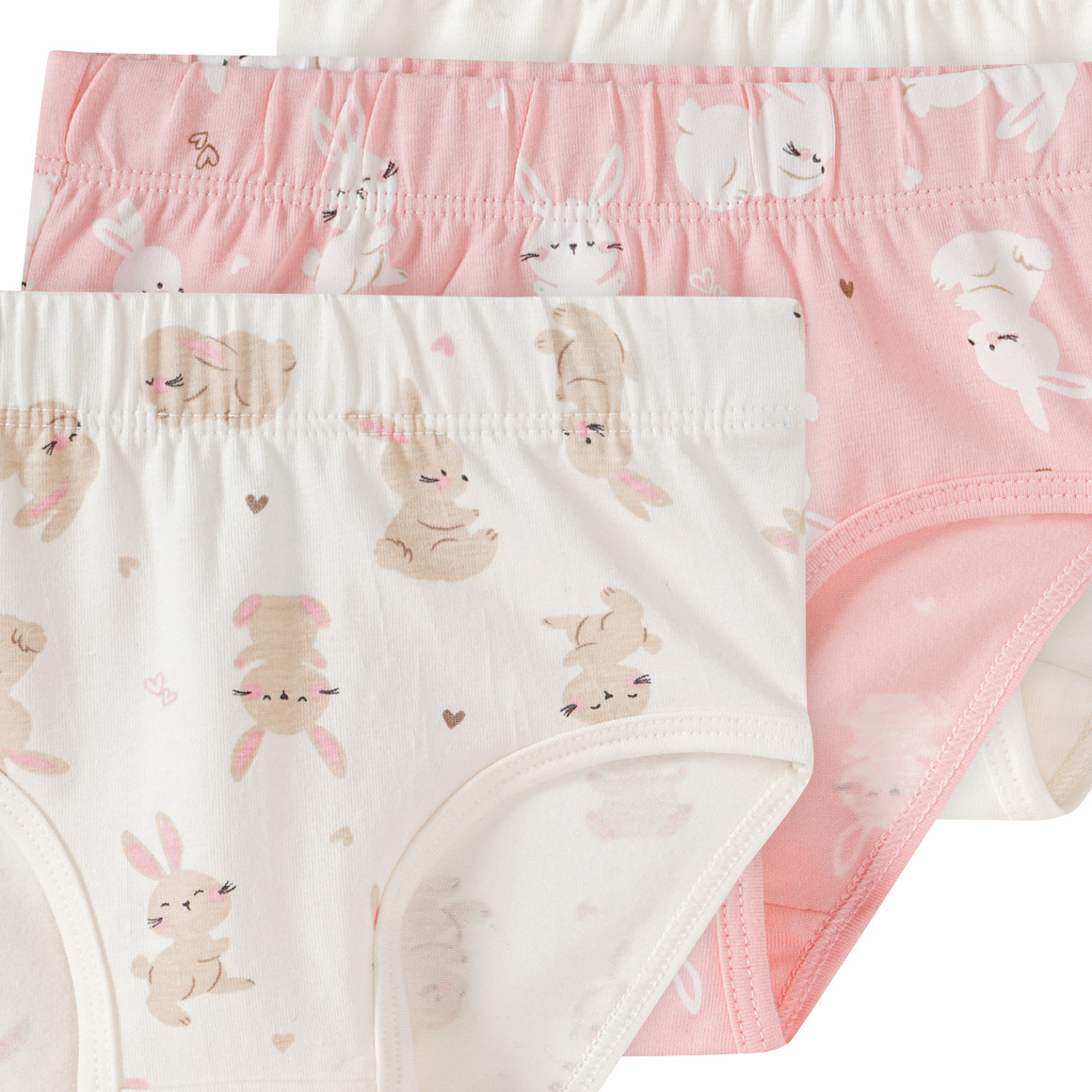 Topomini 3 Baby Slips mit Hasen-Allover rosa / cremeweiss