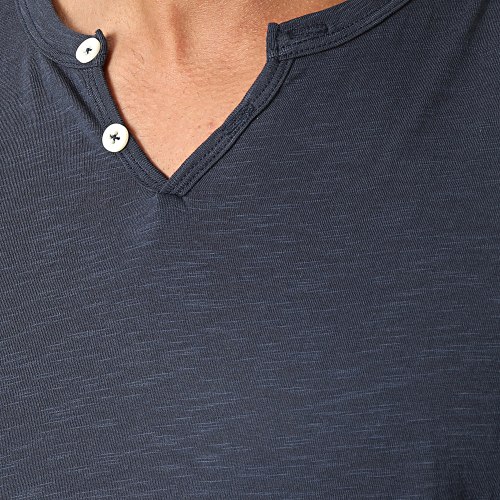 Tee Shirt Manches Longues Col Tunisien 12204411 Bleu Marine