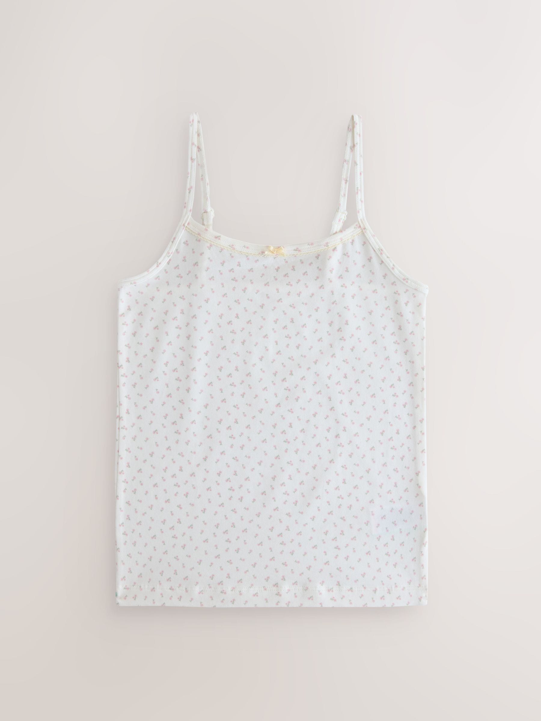 Ecru met bloemenmotief - Verpakking van 3 cami topjes met bandjes en print (1,5 - 16 jr)