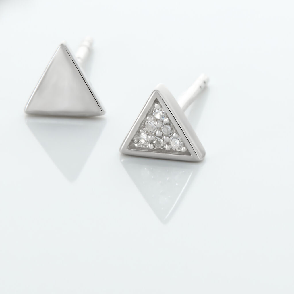 Boucles D'oreilles Puces Bartoumieu Argent Blanc Oxyde De Zirconium