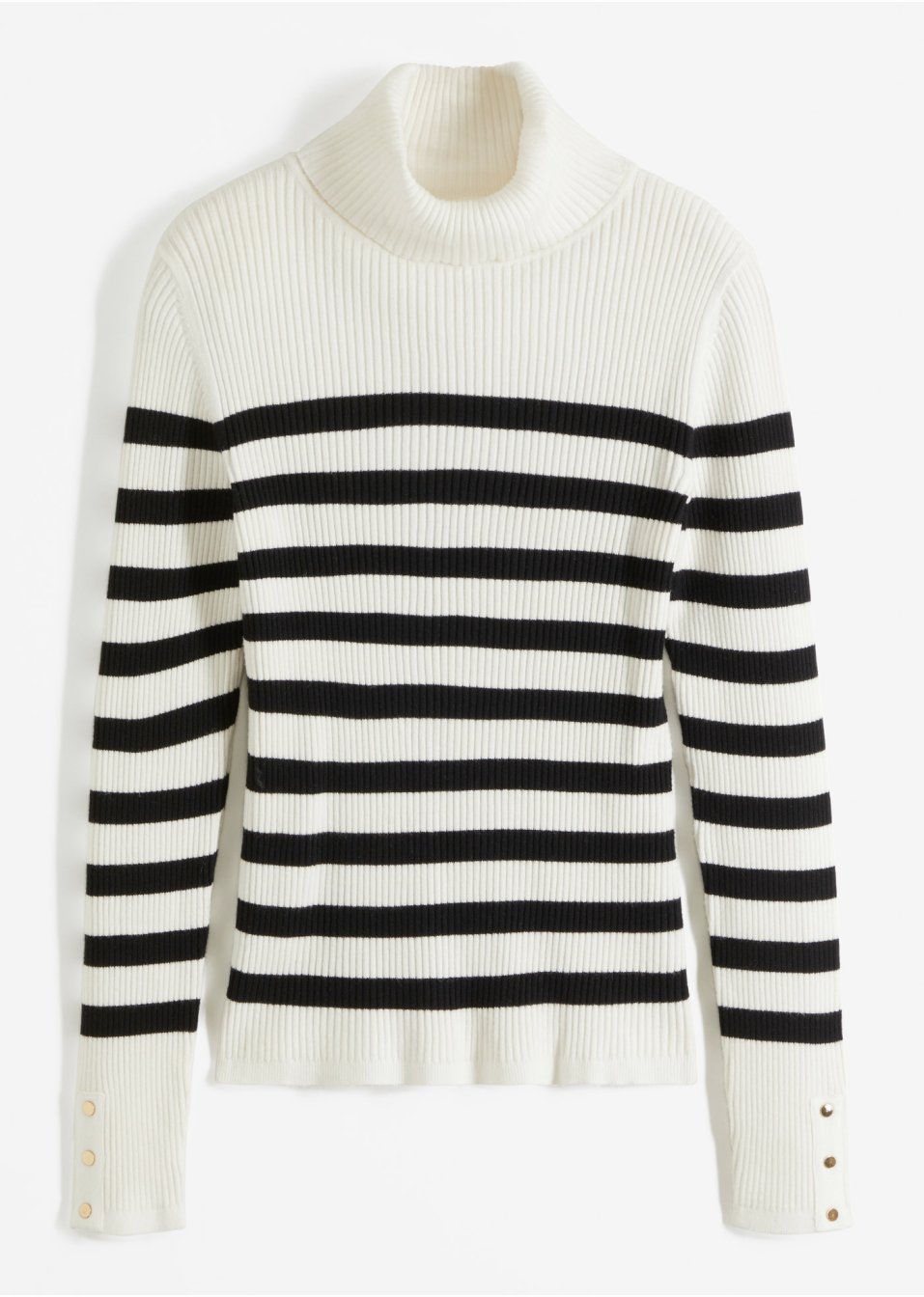 Pull col roulé rayé