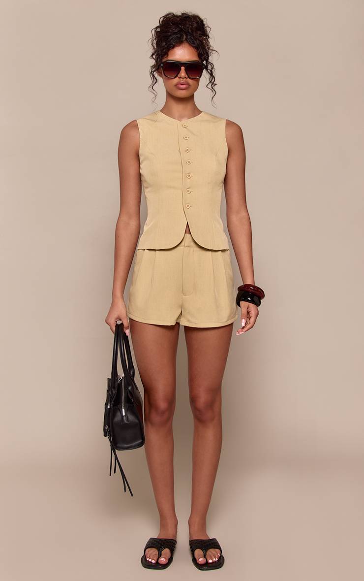 Vert Sauge Short Tailleur Tissé