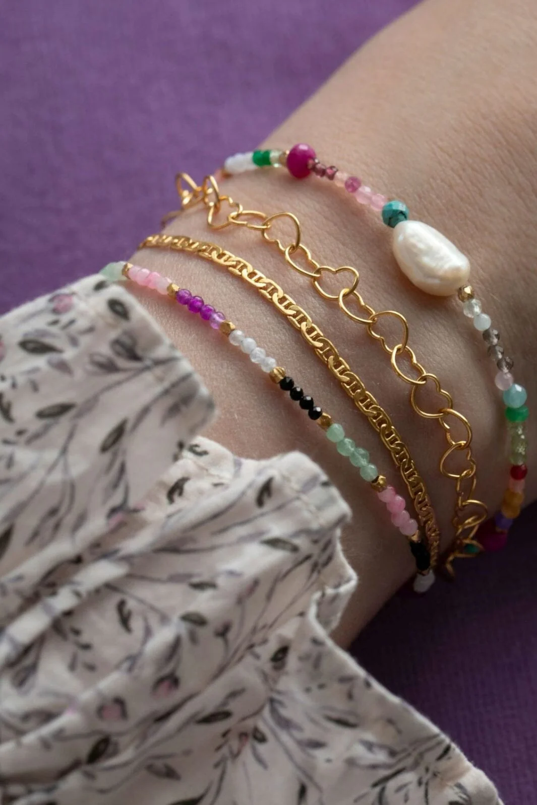 Stine A Color Crush Bracelet With Multi Mix And Light Grey Ribbon