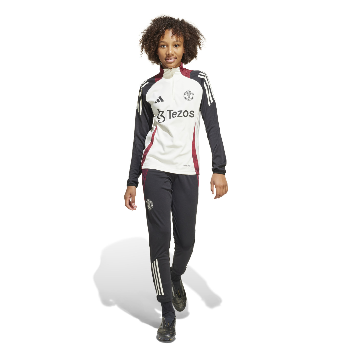 Adidas Manchester United Trainingstrui 1/4-Zip 2024-2025 Kids Wit Zwart Rood