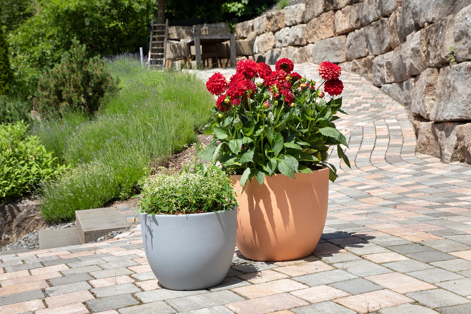 Scheurich Firenze 60, plantenbak/bloempot, rond, van kunststof, kleur: terracotta, diameter 59,5 cm, hoogte 45,8 cm, inhoud 85,5 l.