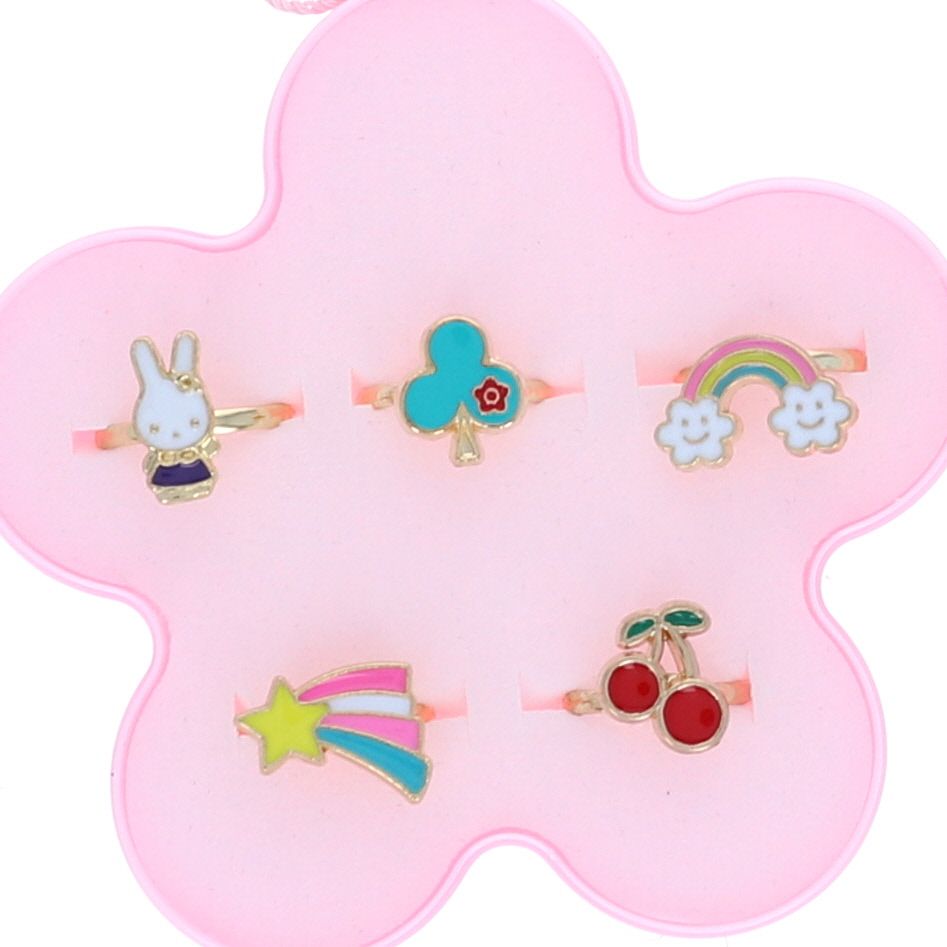 Boîte fleur 5 bagues motifs féériques Roodoudou