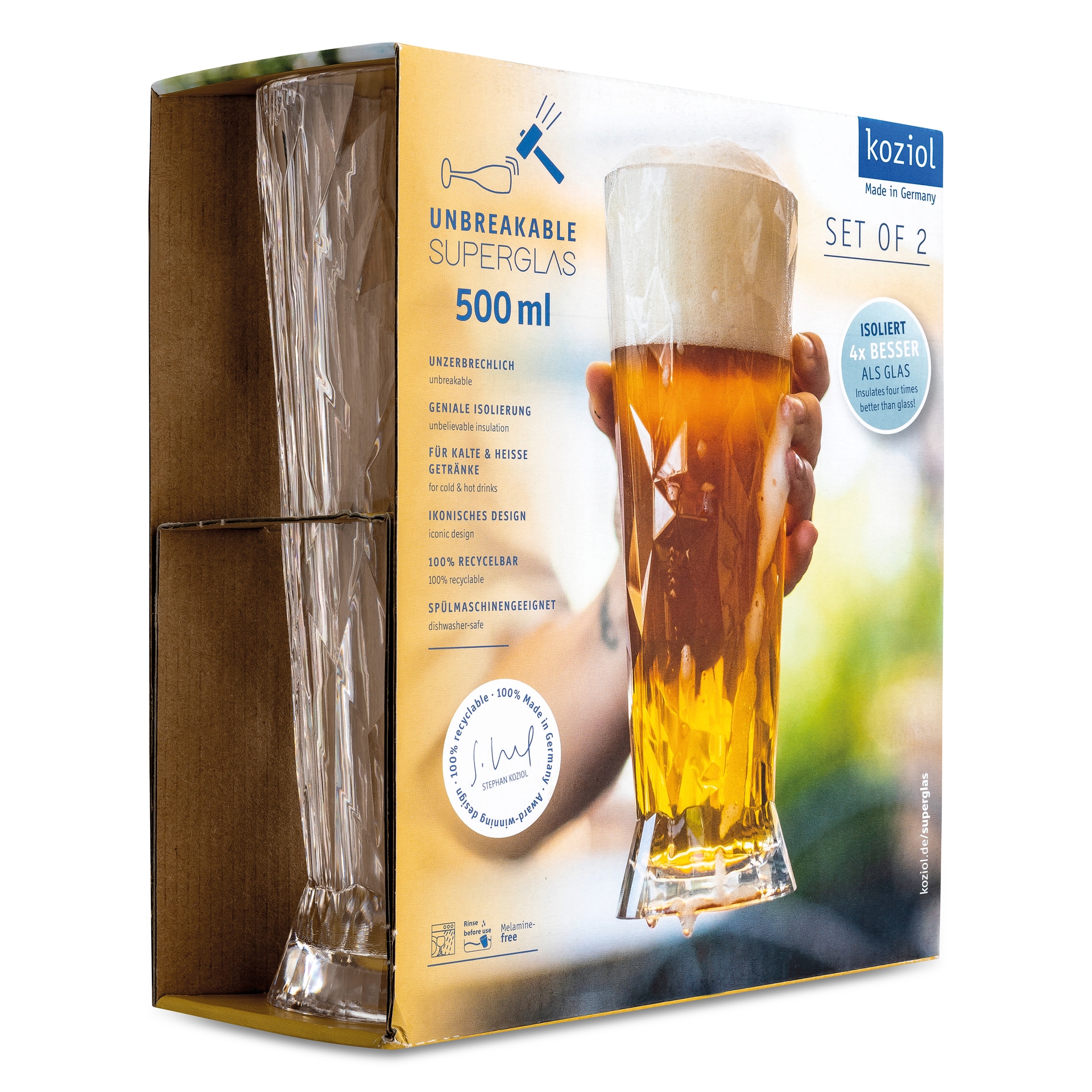koziol Bierglas Superglas CLUB NO.11 2er Set 500 ml kristallklar
