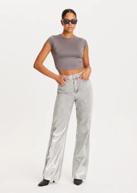T-shirt met cropped model grijs (GRS.D)