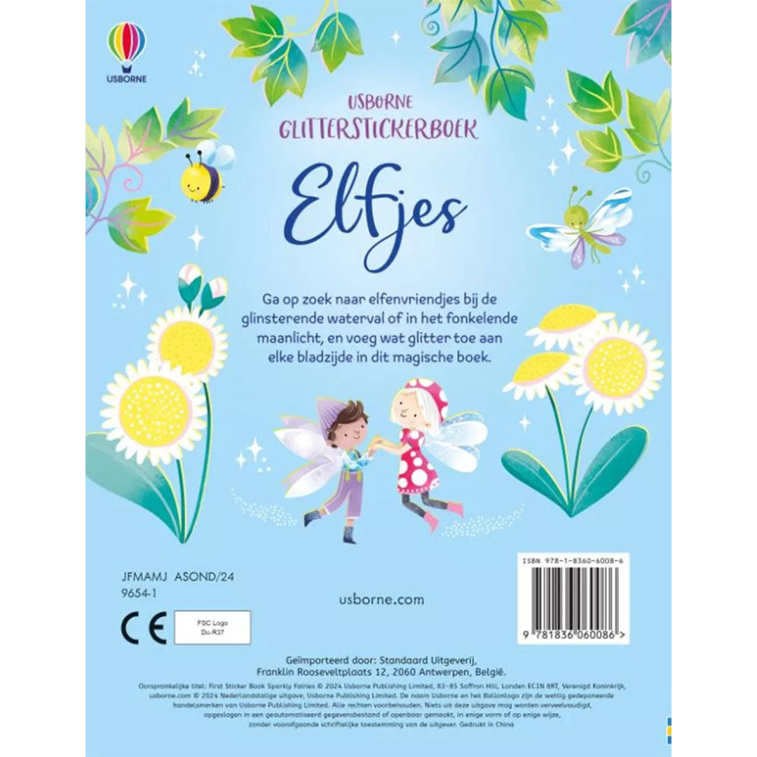 uitgeverij usborne glitter-stickerboek elfjes