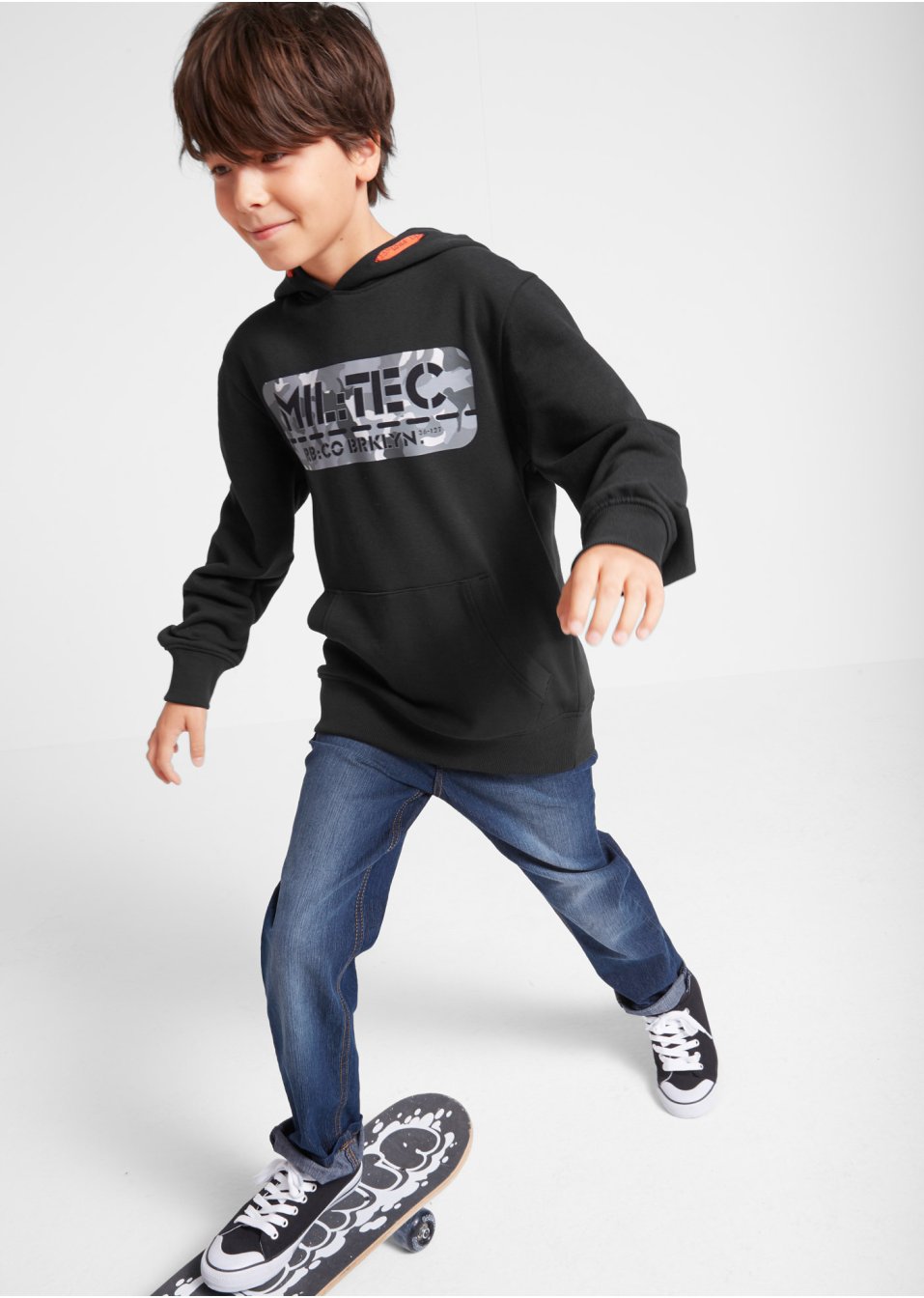 Sweat-shirt garçon à capuche avec imprimé