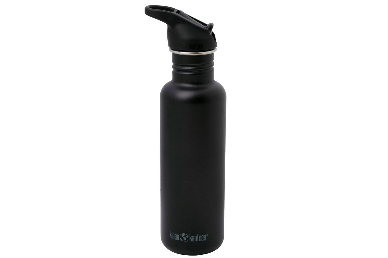 Klean Kanteen Classic Water Bottle 1011193 Black, Flip Seal Sport Cap, drinkfles, 800 ml