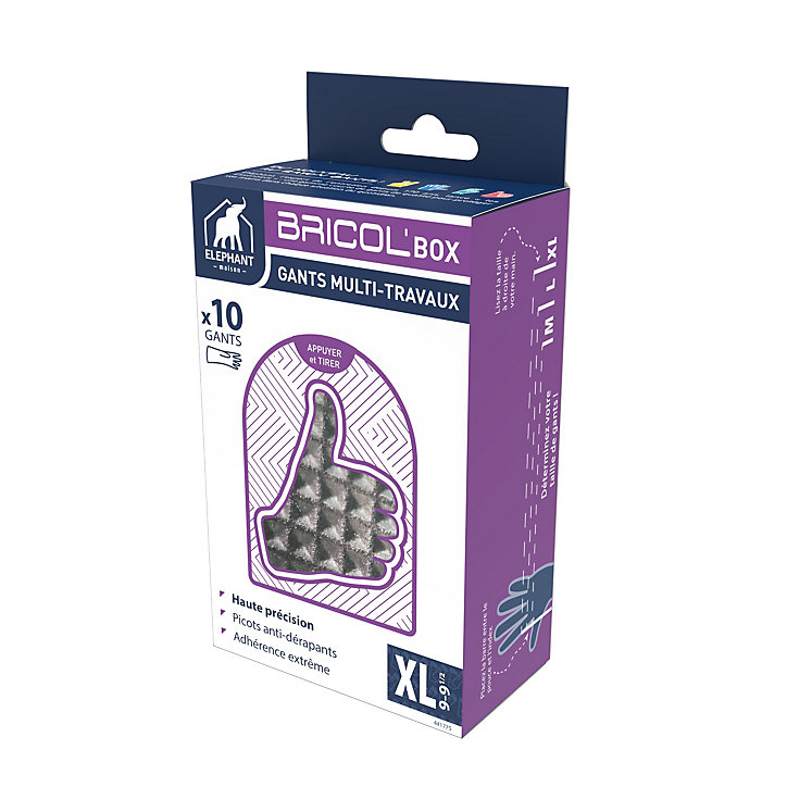 Gants en latex Elephant Bricol'Box Taille 9, 10 pièces