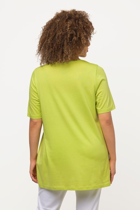 T-Shirt, Zierfalten, A-Linie, Rundhals, Halbarm, Modal