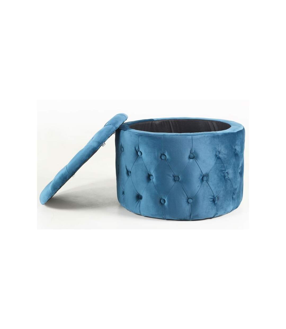 Paris Prix - Pouf Rond Design En Velours visalni 60cm Bleu