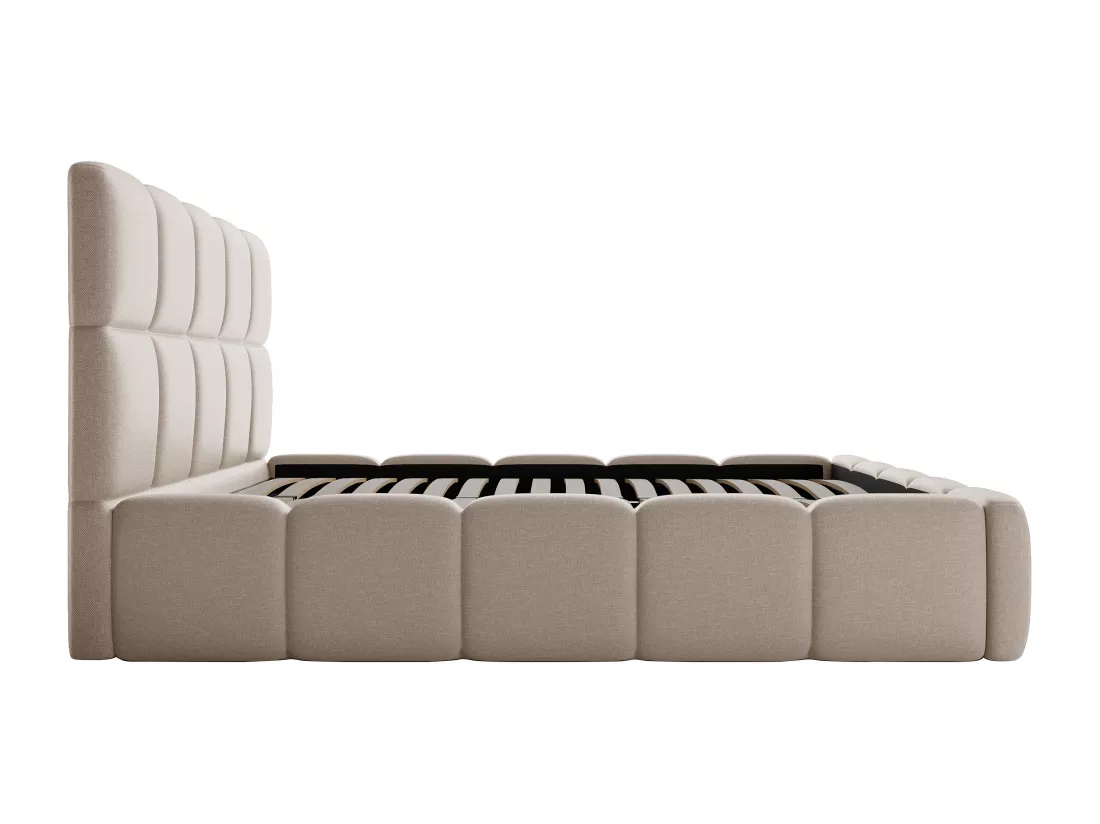 Lit coffre 140 x 190 cm - Tissu chiné - Beige - DAMADO de Pascal Morabito