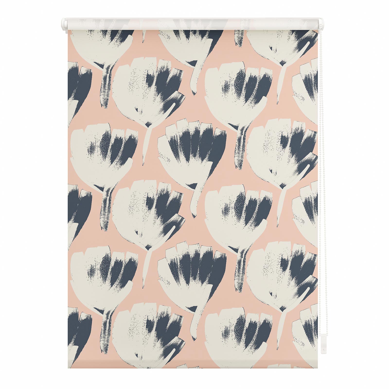 LICHTBLICK Rollo Klemmfix JUMBO FLOWERS ON SALMON - rot-weiß - 45x150 cm